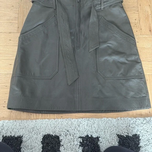 Rebecca Taylor Olive Leather Mini Skirt - Picture 6 of 6